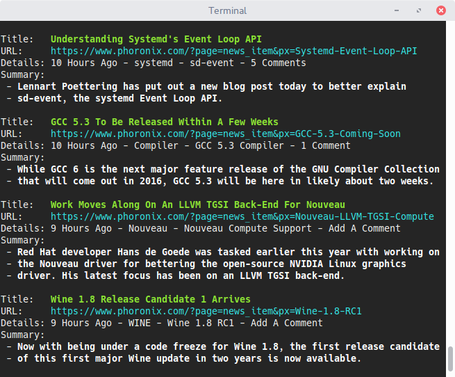 Screenshot of the CLI Application